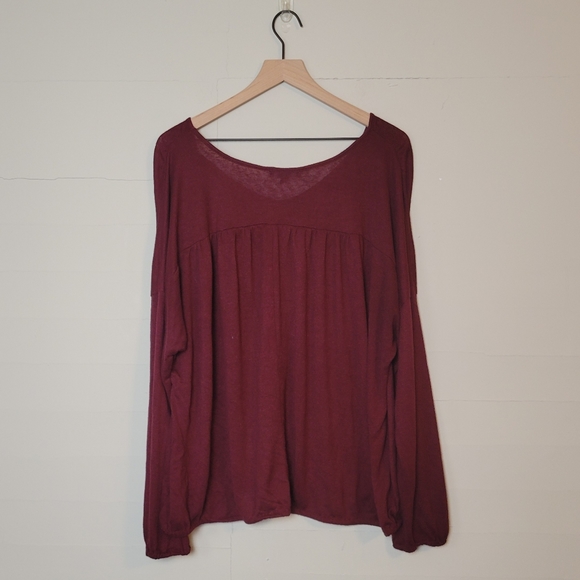 Lane Bryant | Long-Sleeved Burgundy Top - Picture 2 of 8